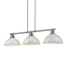 Golden 3602-3LP PW-WH - Yep by Golden Lighting Duncan 3-light Island Light in Pewter and White shade